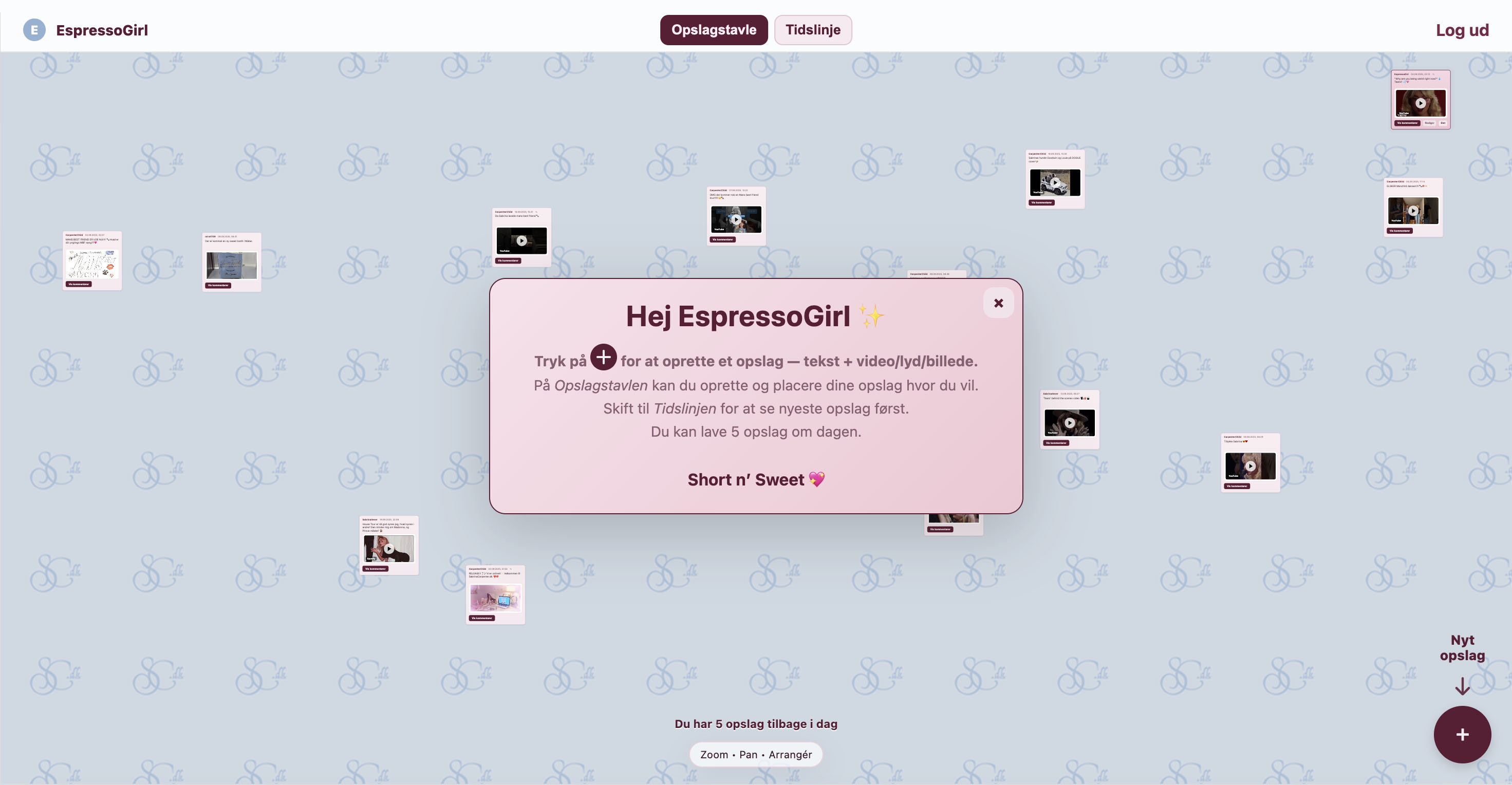 Forhåndsvisning af opslagstavlen